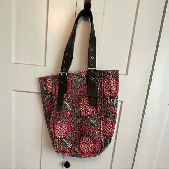Anokhi Handbags - Red/Pink Block Print Quilted Tote Bag Anokhi